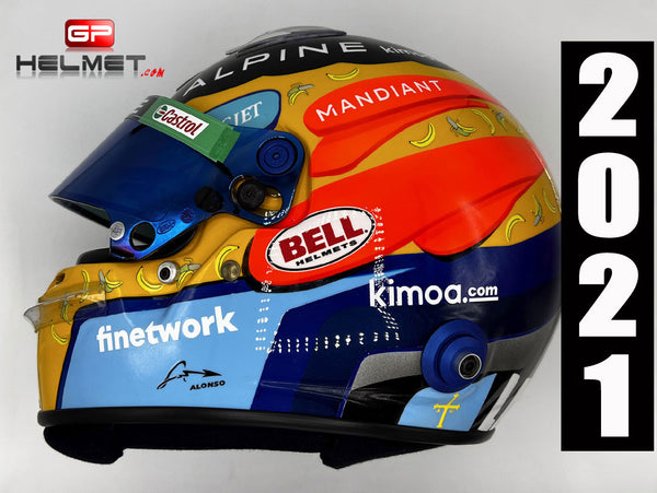 Fernando Alonso 2021 USA GP Helmet / Team Alpine